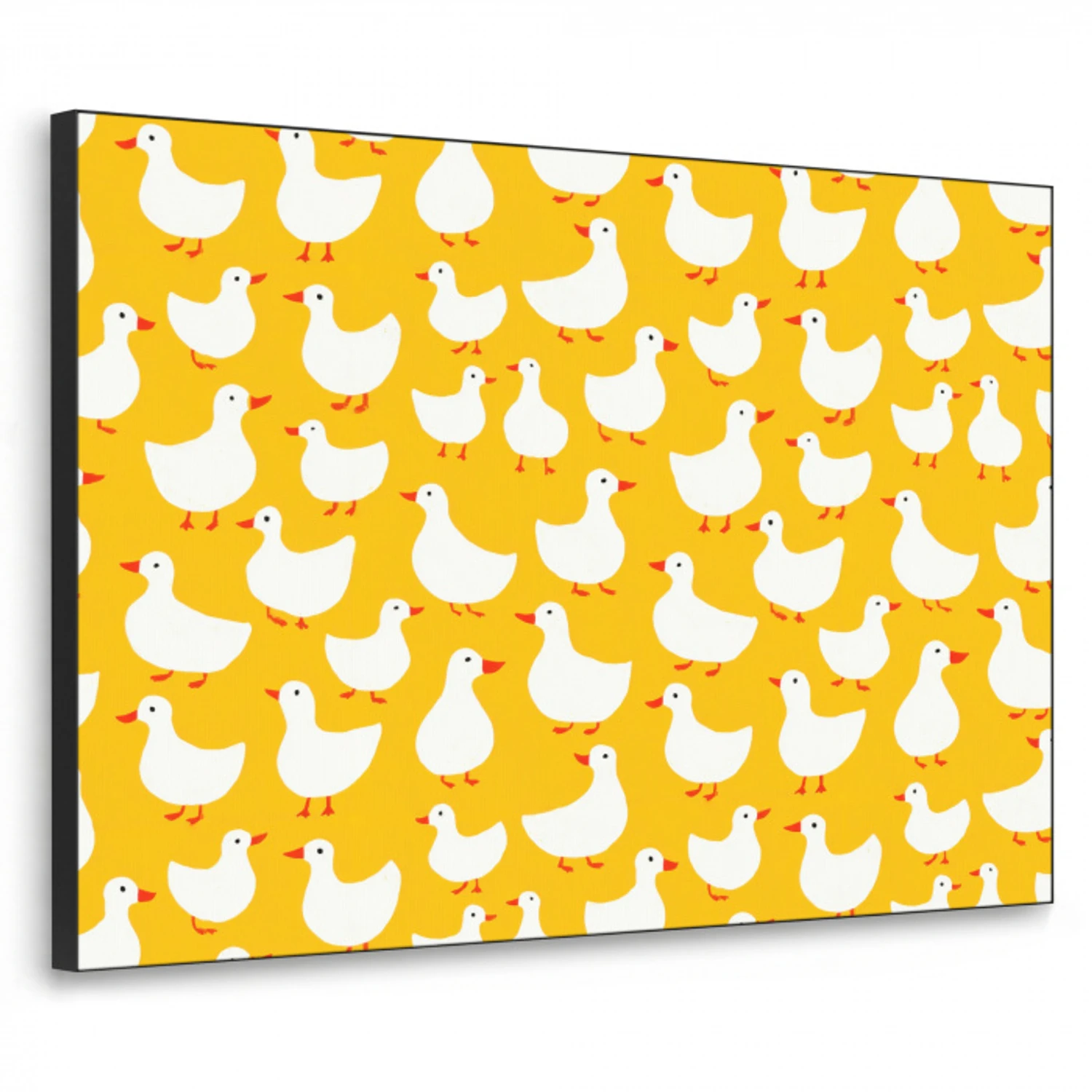 Eendjes - Patroon - Geel Textielframe zwart klein 947 -3d