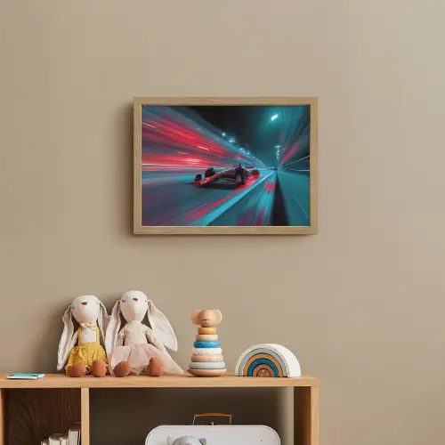 Raceauto - Rood - Snelheid Light Box met batterij (Wandlamp kind) middel -sfeer2_kind