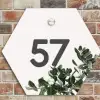 Wit met bladeren - Traditioneel Naambord Hexagon klein -sfeer2