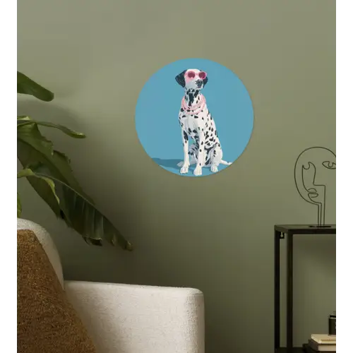 Dalmatiër - Zonnebril - Blauw Wandcirkel behangsticker klein -sfeer2