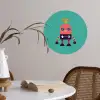 Robot - Speelgoed - Gezicht - Roze - Jongens - Kinderen Wandcirkel behangsticker klein -sfeer3