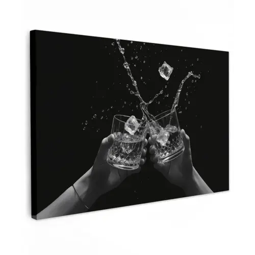 Whickyglazen - Ijs - Spetters - Zwart Tuinposter op houten frame 2 cm dik klein -3d
