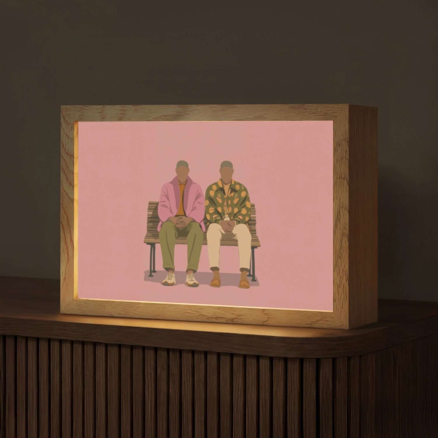 Illustratie - Bankje - Personen - Minimalistisch Light Box met kabel (Tafellamp) klein -z3d_website