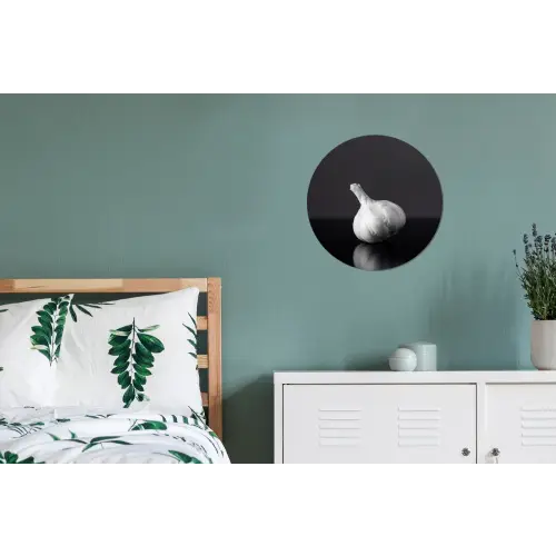 Knoflook - Zwart - Wit Wandcirkel aluminium klein -slaapkamer