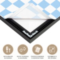 Schaakbord - Klassiek - Blauw Textielframe zwart klein 947 -USP_closeupNL