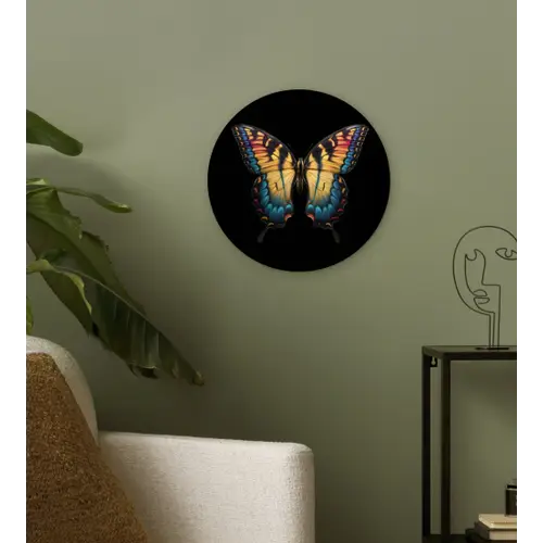 Vlinder - Kleurrijk - Speels Wandcirkel kunststof plaat 5mm dik klein -sfeer3