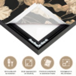 Orchideeën - Lijntekening - Patroon - Beige - Zwart Textielframe zwart klein 947 -USP_feed_closeupNL