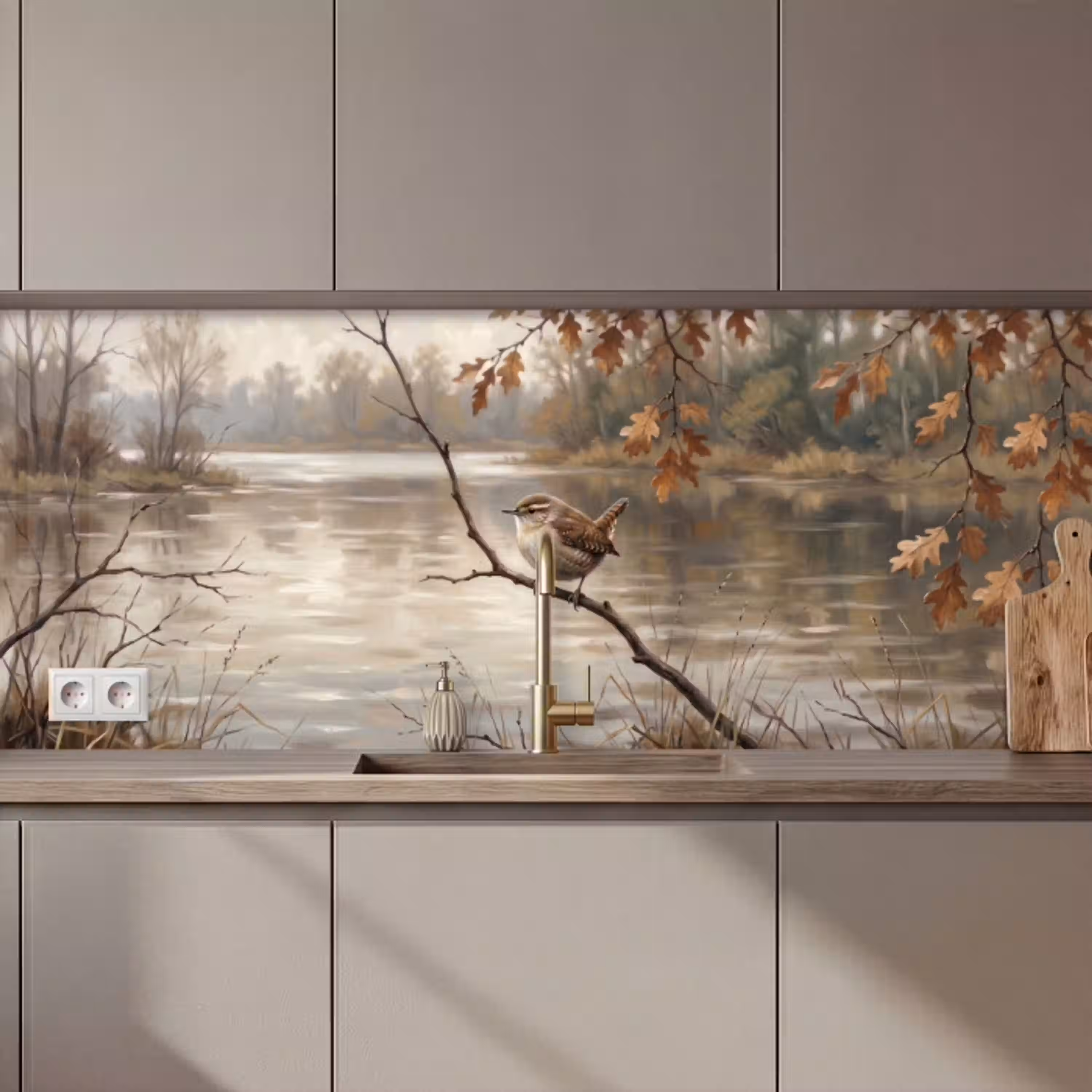 Winterkoninkje - Tak - Rivier - Natuur - Sfeervol keuken achterwand 2 middel zz_3dshopping