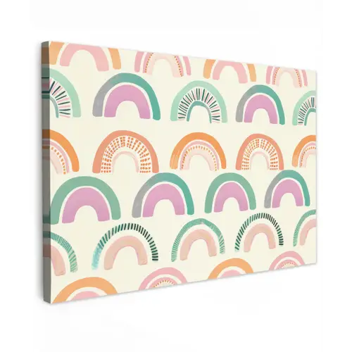 Regenboog - Zachte tinten - Strepen - Stippen canvas 2cm klein -z3d