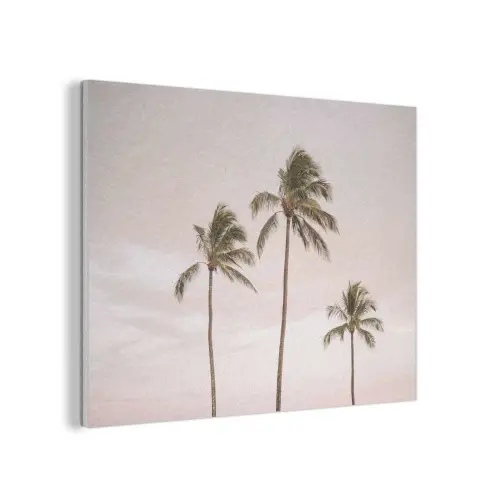 Palmbomen - Zonsondergang - Roze PET vilt klein -3d