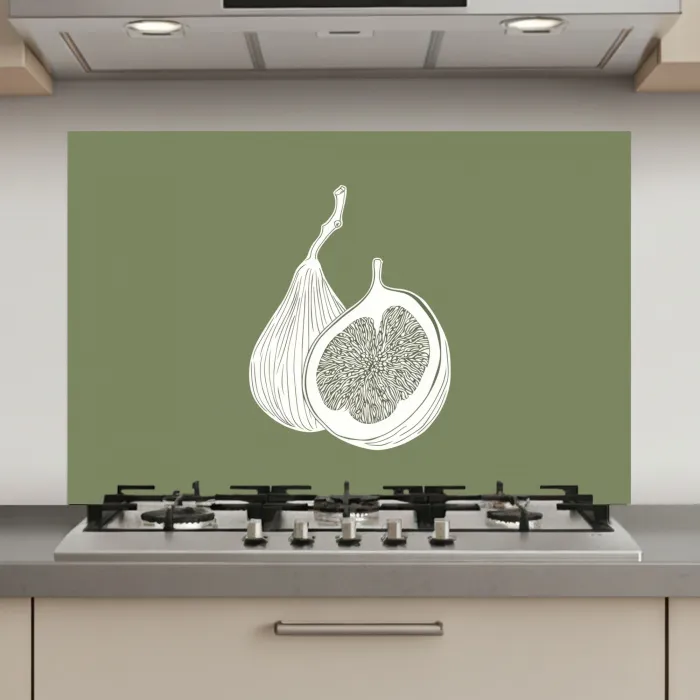 Vijgen - Minimalistisch - Getekend - Mosgroen keuken achterwand spatscherm klein -3d_website