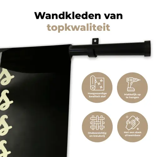 Cheers - Wijn - Zwart - Wit Wandkleed katoen klein -sfeer2