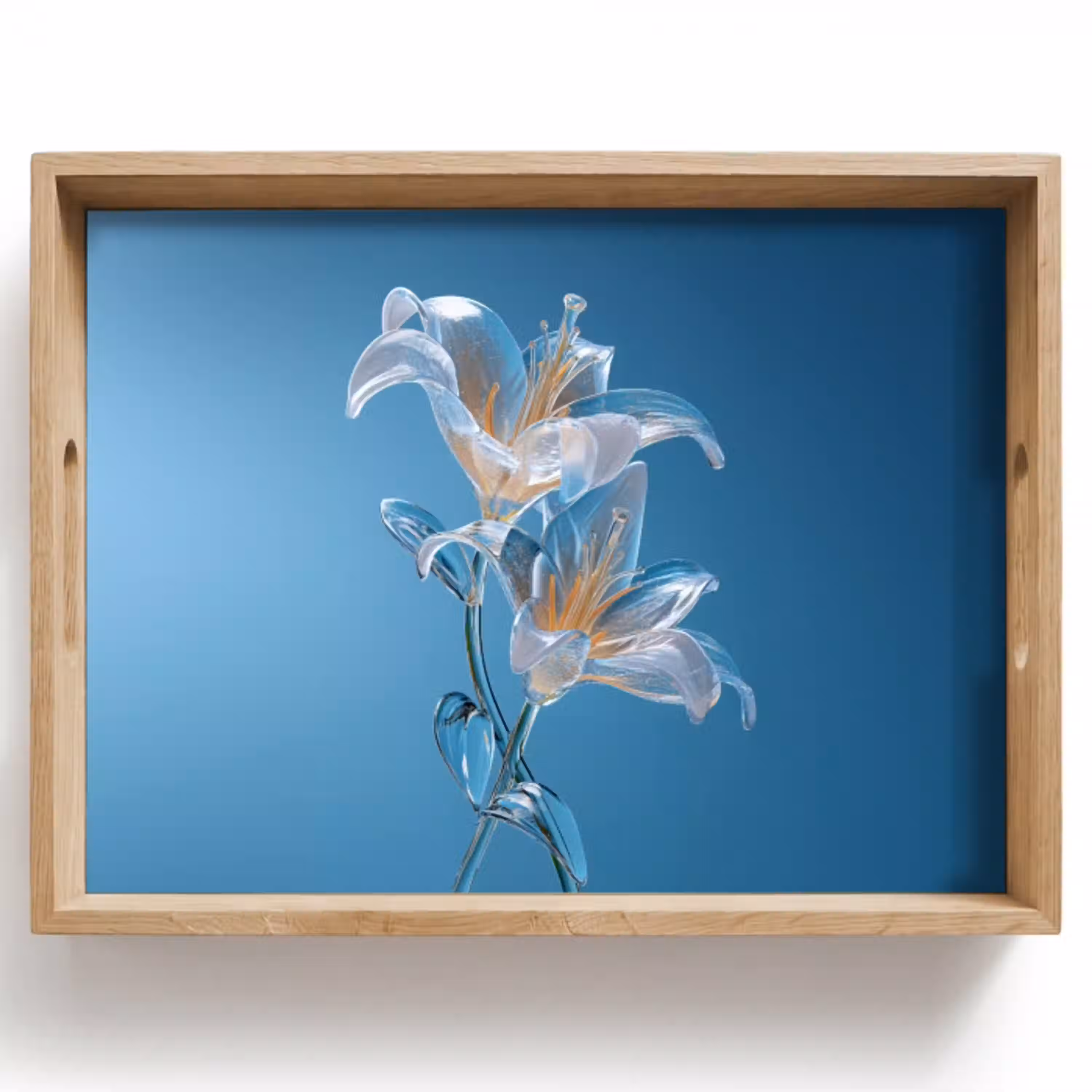 Lelies - Blauw - Glazen Dienblad Rechthoek middel -z3d_shopping