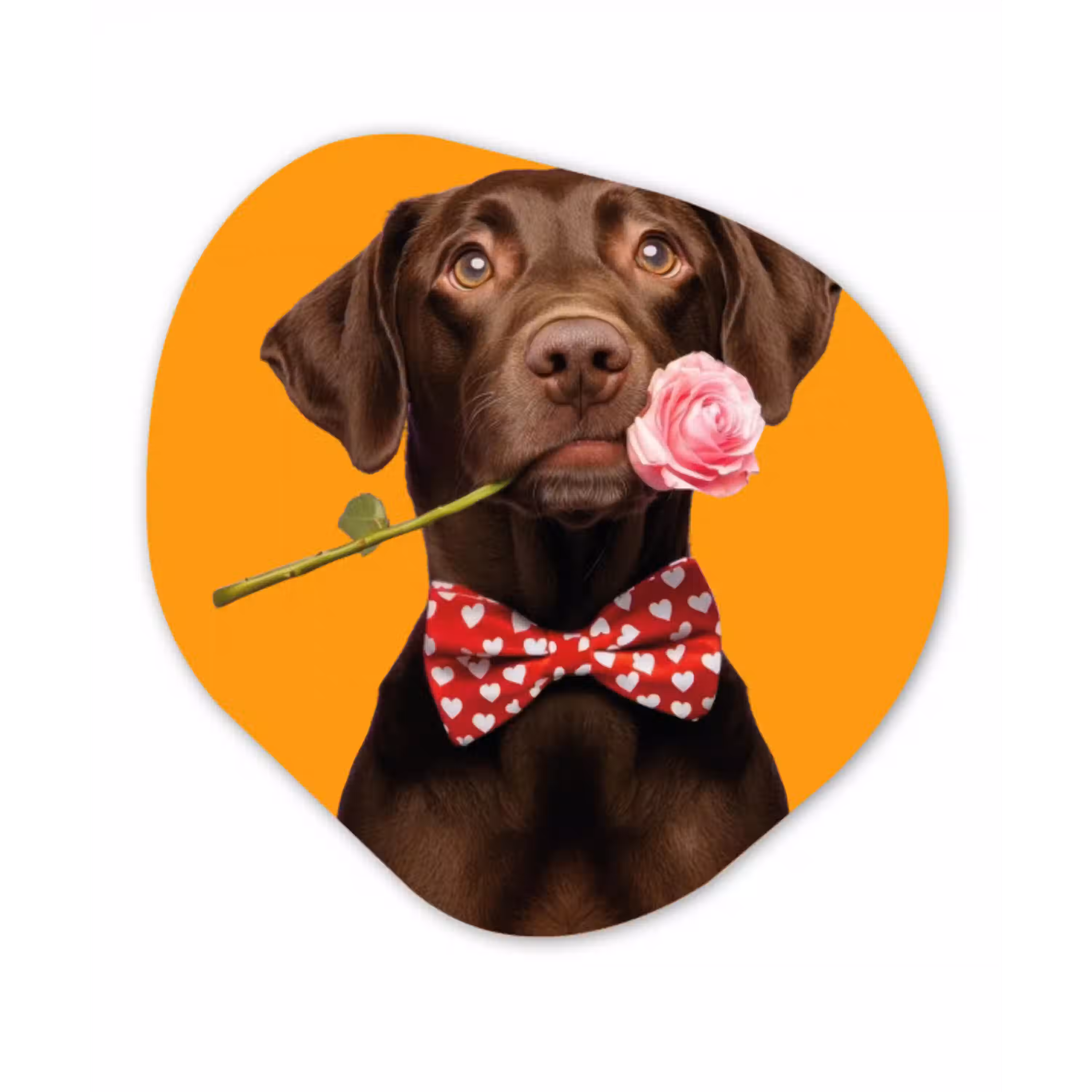 Hond - Oranje - Roos - Valentijn Wandcirkel Organisch Plexiglas middel -3d