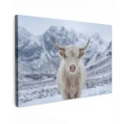 Schotse Hooglander - Sneeuw - Bergen - Winter canvas 2cm klein -z3d