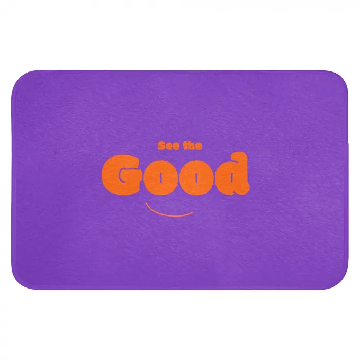 See the good - Oranje - Paars - Smiley Badmat klein -3d