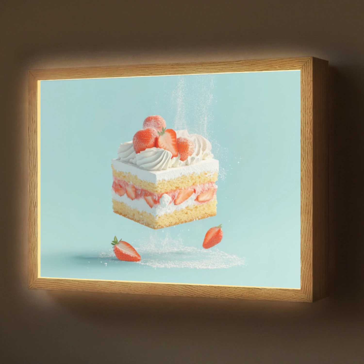Slagroom - Taart - Blauw - Eten Light Box met batterij (Wandlamp) middel -z3d_website