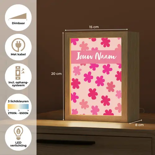 Bloemen - Patroon - Roze Light Box met kabel (Kinderlampje) klein -USP_NL