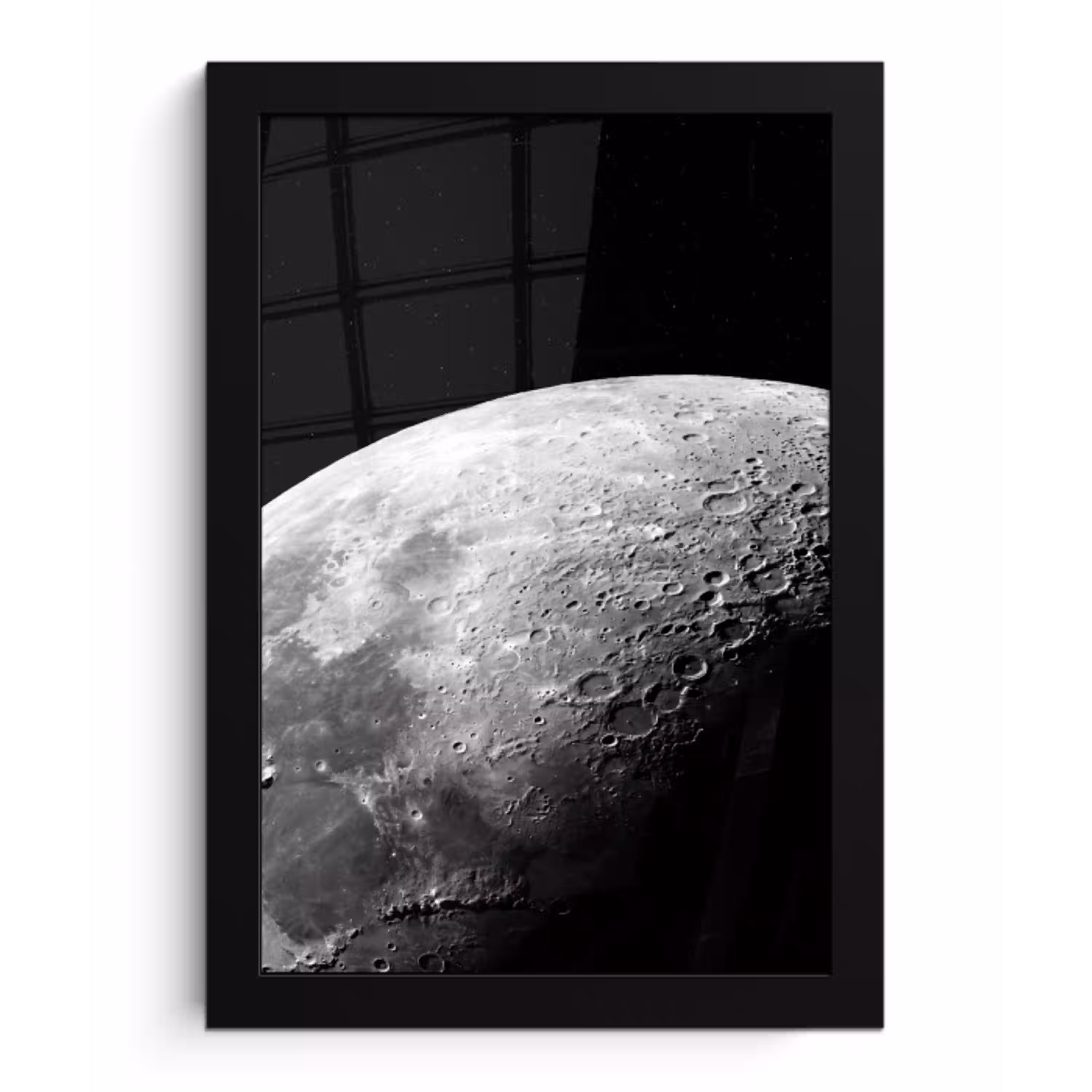 Maan - Kraters - Ruimte fotolijst zwart zonder passe partout klein -3d