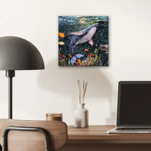 Mozaïek - Walvis - Koraal - Water aluminium wit klein -sfeer5