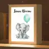 Olifant - Baby - Dieren - Blauwe ballon Light Box met kabel (Kinderlampje) klein -zzz_3d_website
