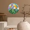 Mozaïek - Veld - Tulpen - Kleurrijk Wandcirkel behangsticker klein -sfeer1