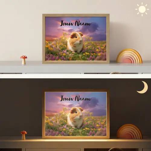 Cavia - Kleurrijk - Bloemen Light Box met batterij (Wandlamp kind) middel -sfeer3_kind