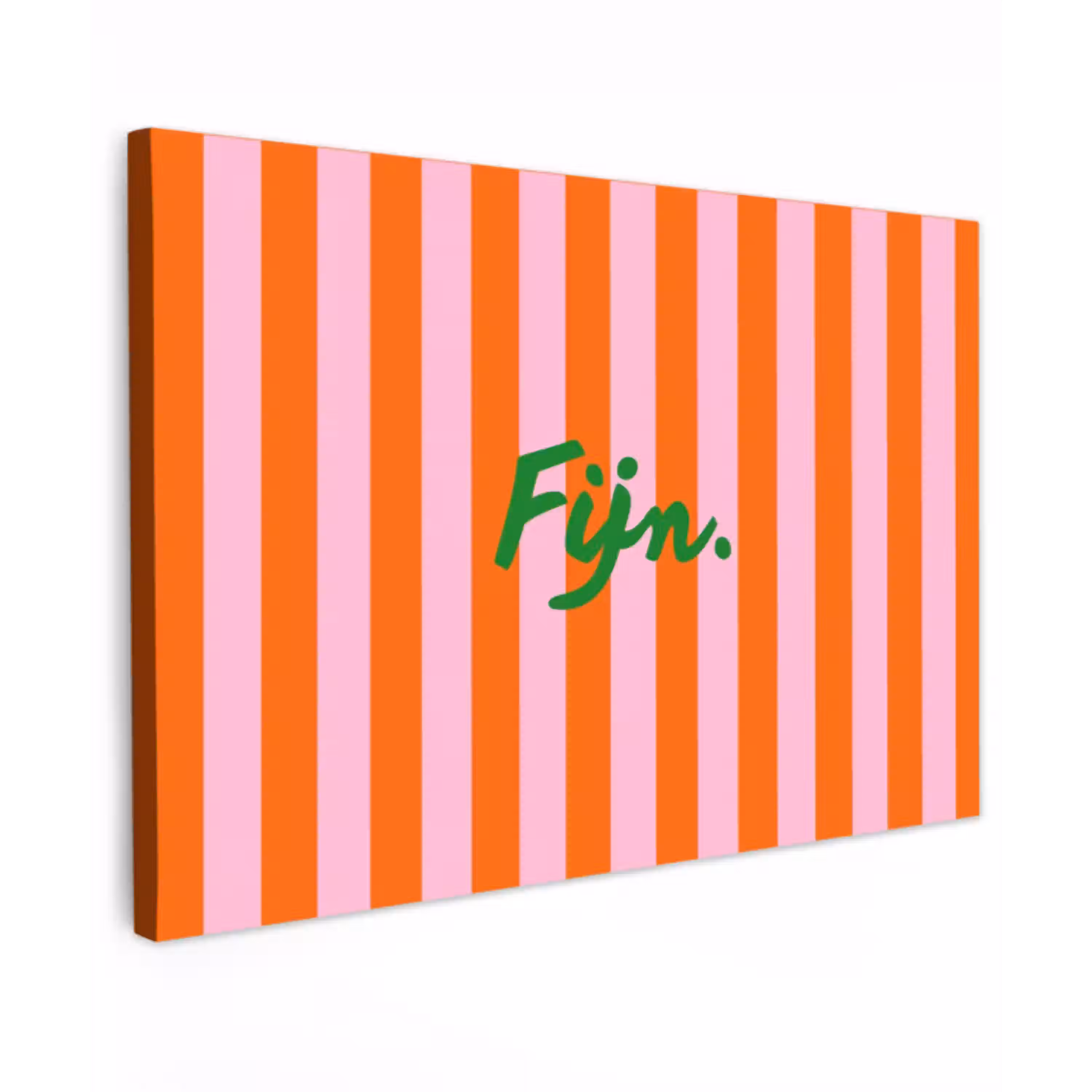 Patroon - Oranje - Fijn - Strepen Tuinposter op houten frame 2 cm dik klein -3d