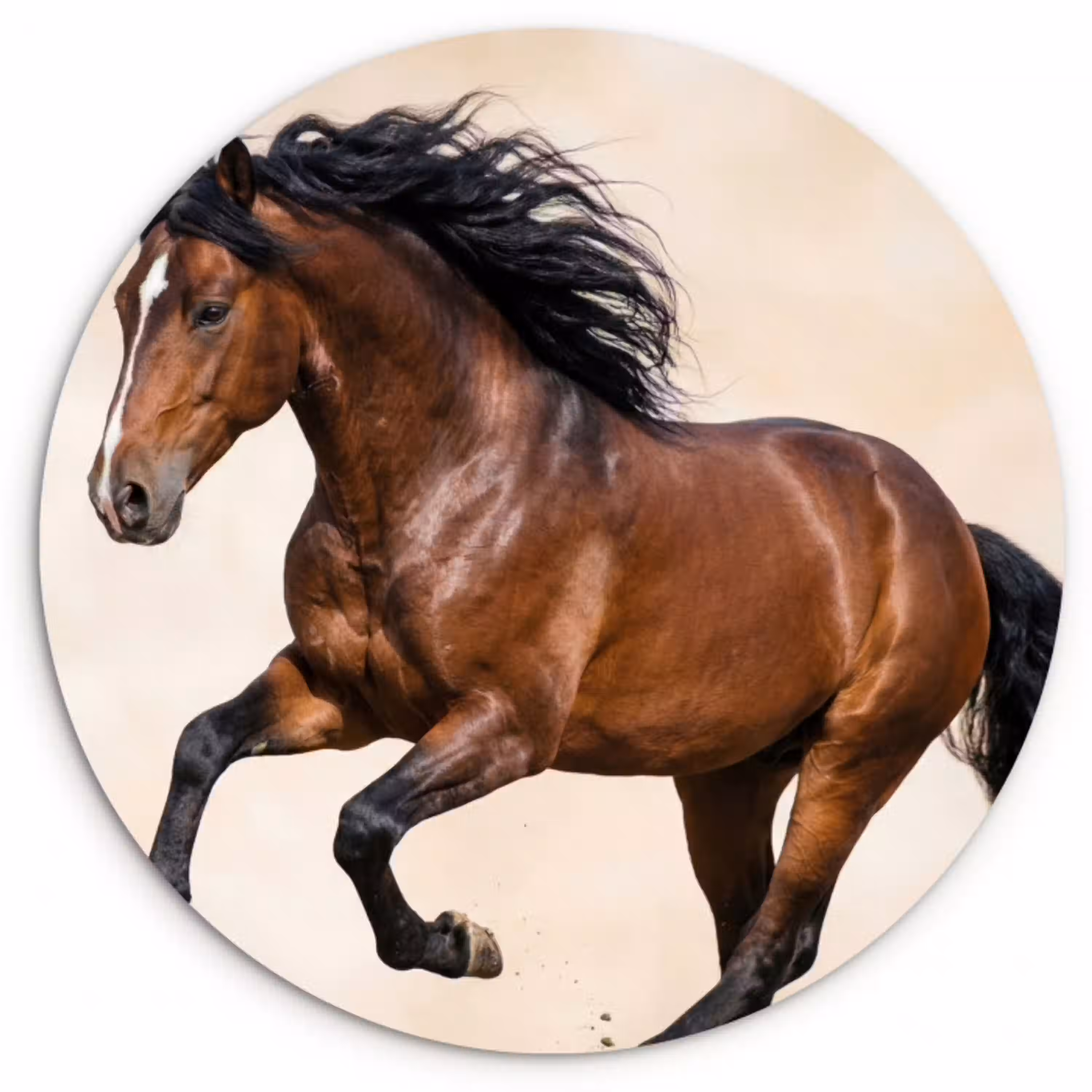 Paard - Galop - Energie Wandcirkel kunststof plaat 5mm dik klein -3d