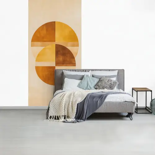 Cirkels - Geel - Minimalistisch fotobehang vinyl groot -slaapkamer