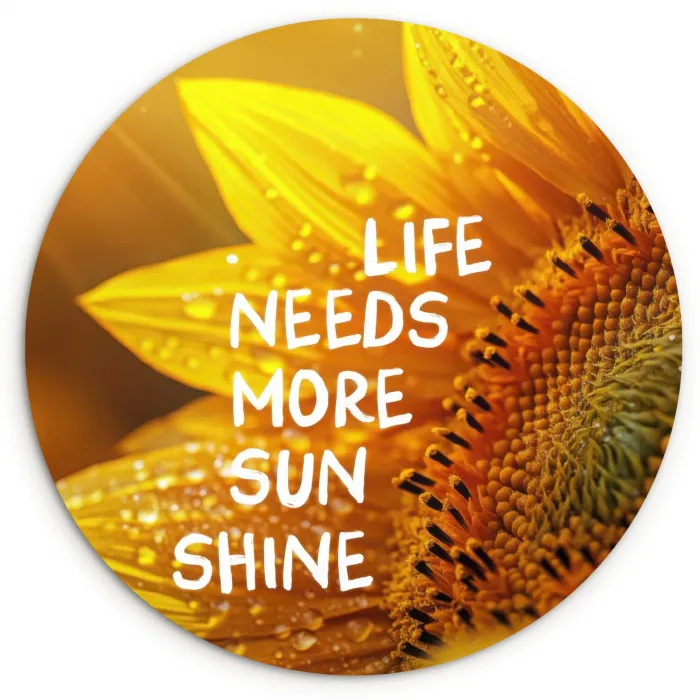 Zonnebloem - Close up - Geel - Quote Wandcirkel plexiglas klein -3d