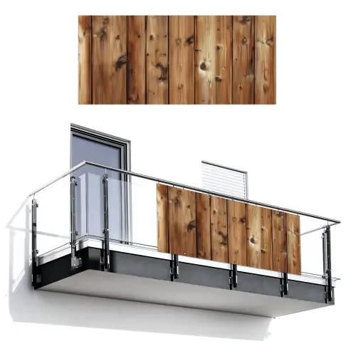 Hout - Planken - Bruin Balkonbeschermer Duitsland klein -3d