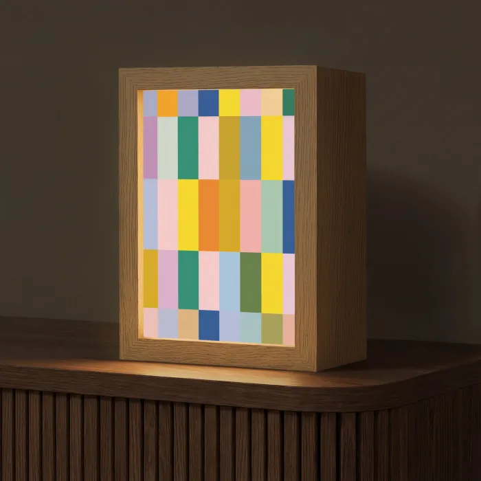 Stroken - Blauw - Patroon - Abstract Light Box met kabel (Tafellamp) klein -z3d_website