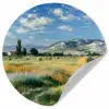 Landschap - Strobalen - Bergen - Wolken Wandcirkel behangsticker klein -3d