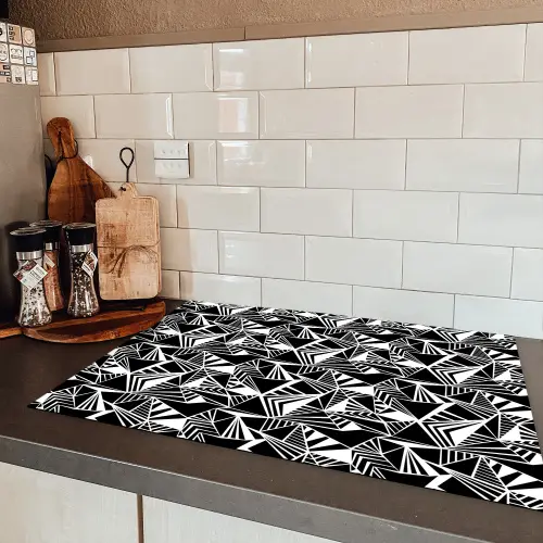 Driehoeken - Geometrisch - Zwart - Wit Inductie beschermer vinyl 3mm klein 276 -sfeer3