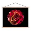 Bloem - Roos - Rood - Zwart textielposter latten blank klein -3d