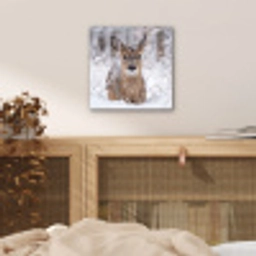 Hert - Sneeuw - Bos - Dieren - Vertederend aluminium wit klein -sfeer3