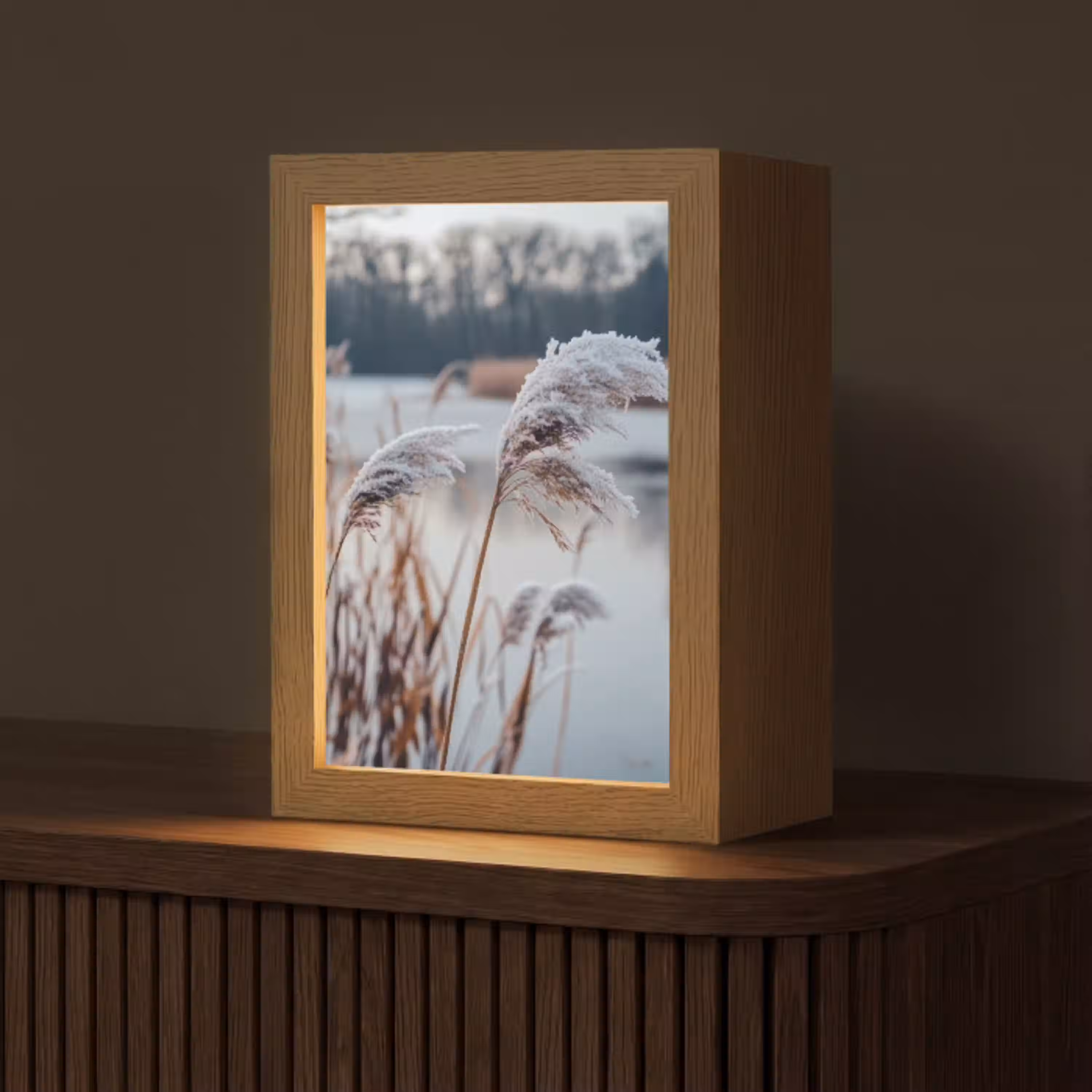 Riet - Gras - Natuur - Winter - Meer Light Box met kabel (Tafellamp) klein -z3d_website