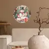 Sneeuwpop - Familie - Kleurrijk Wandcirkel behangsticker klein -sfeer1