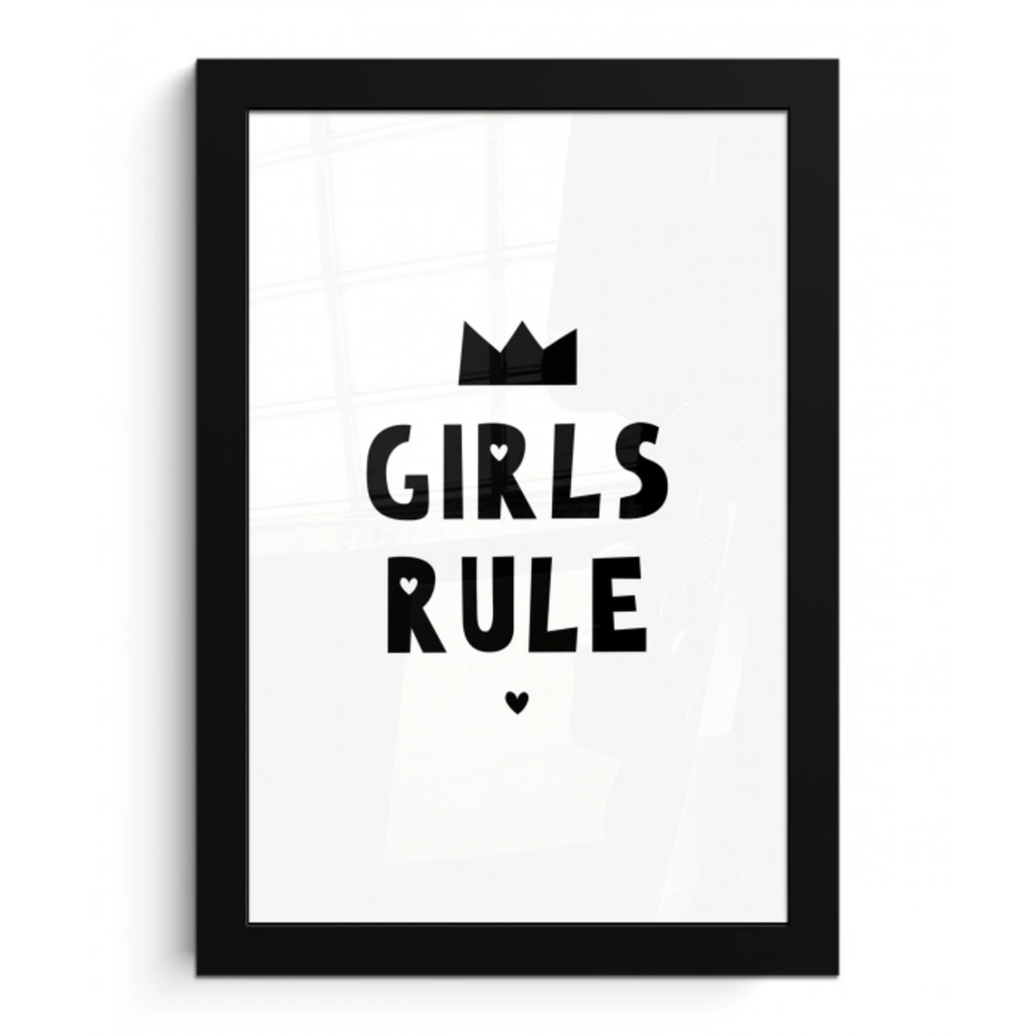 Quotes - Kinderen - Meisjes - Girls Rule - Spreuken fotolijst zwart zonder passe partout klein -3d