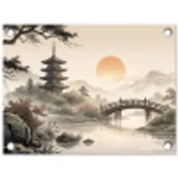 Azië - Landschap - Kleurrijk tuinposter los doek klein -3d