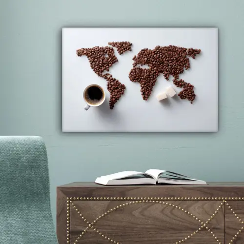 Wereldkaart - Koffiebonen - Suikerklontjes canvas 2cm klein -sfeer4