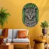 Panter - Zebrapatroon - Groen Wandcirkel Ovaal Glas middel -sfeer4