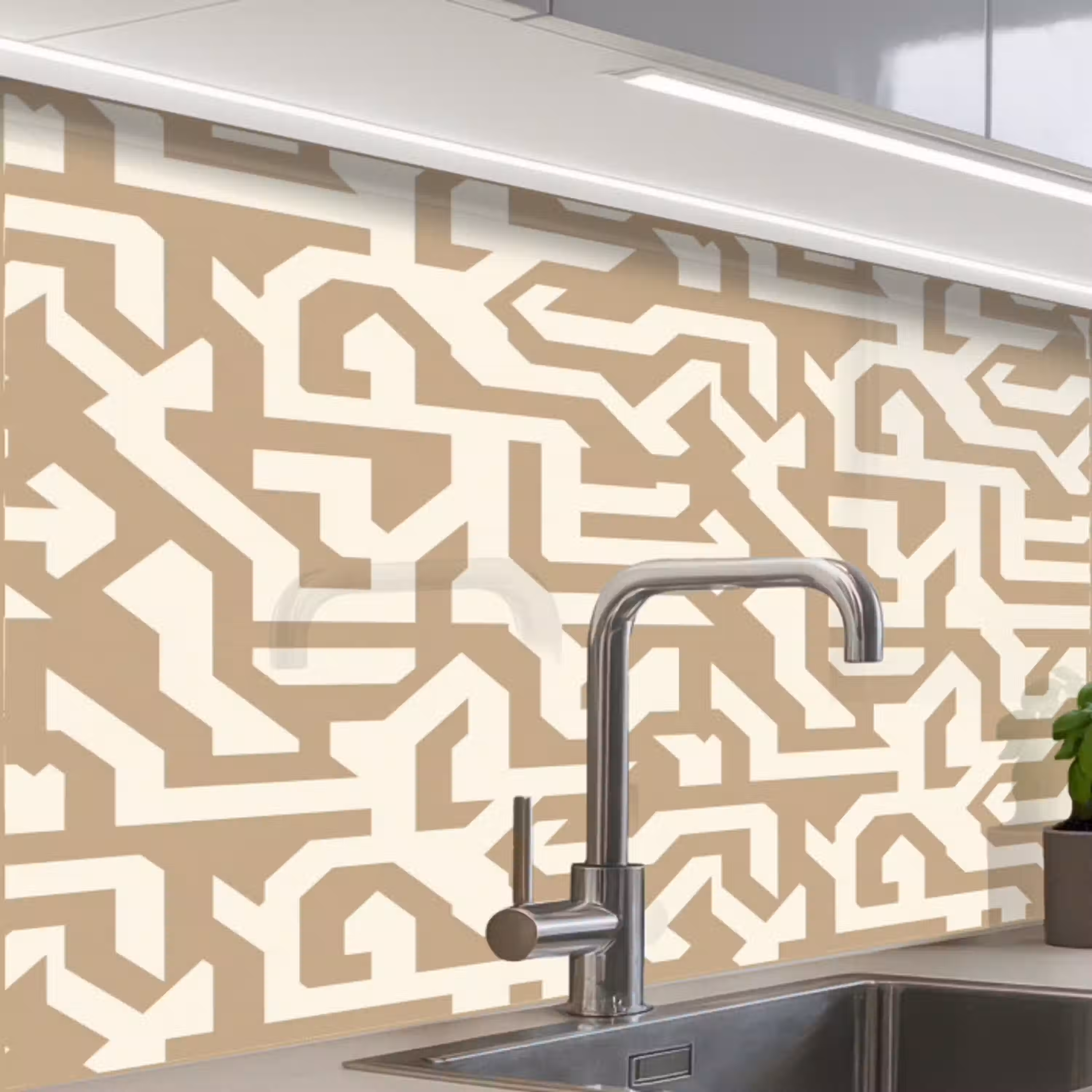 Modern - Abstract - Beige keuken achterwand 2 middel 865 -zzzz3d_schuin