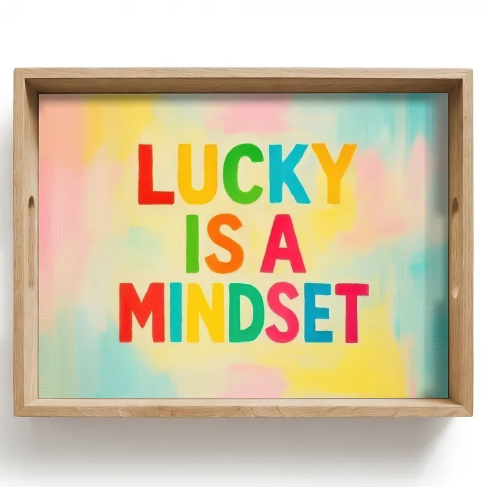 Quote - Lucky - Regenboogkleuren Dienblad Rechthoek middel -z3d_shopping