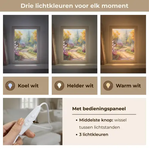 Bloemen - Bomen - Kunst - Watercolor Light Box met kabel (Tafellamp) klein -USP_lichtkleurNL