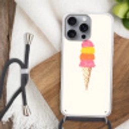 Schepijs - Hoorntje - Illustratie - Minimalistisch Hoesje iPhone 16 Pro Max met koord klein -sfeer4