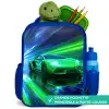 Raceauto - Felgroen - Lichtstralen - Snelheid Kinderrugzak - Blauw middel -inhoud_FR