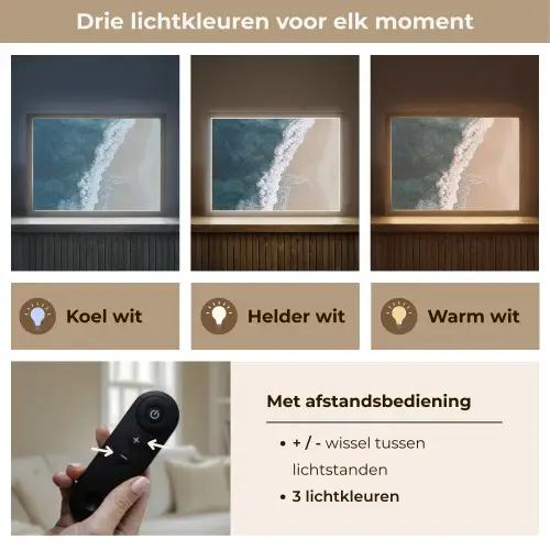 Strand - Zee - Golven Light Box met batterij (Wandlamp) middel -USP_lichtkleurNL