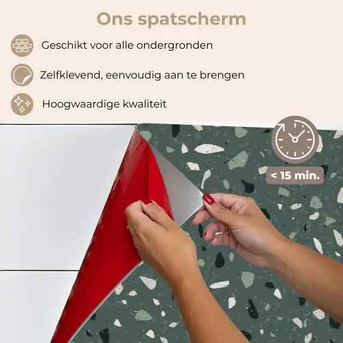 Terrazzo -  Patroon - Kleurrijk - Groen keuken achterwand spatscherm klein 900 -spatscherm_NL